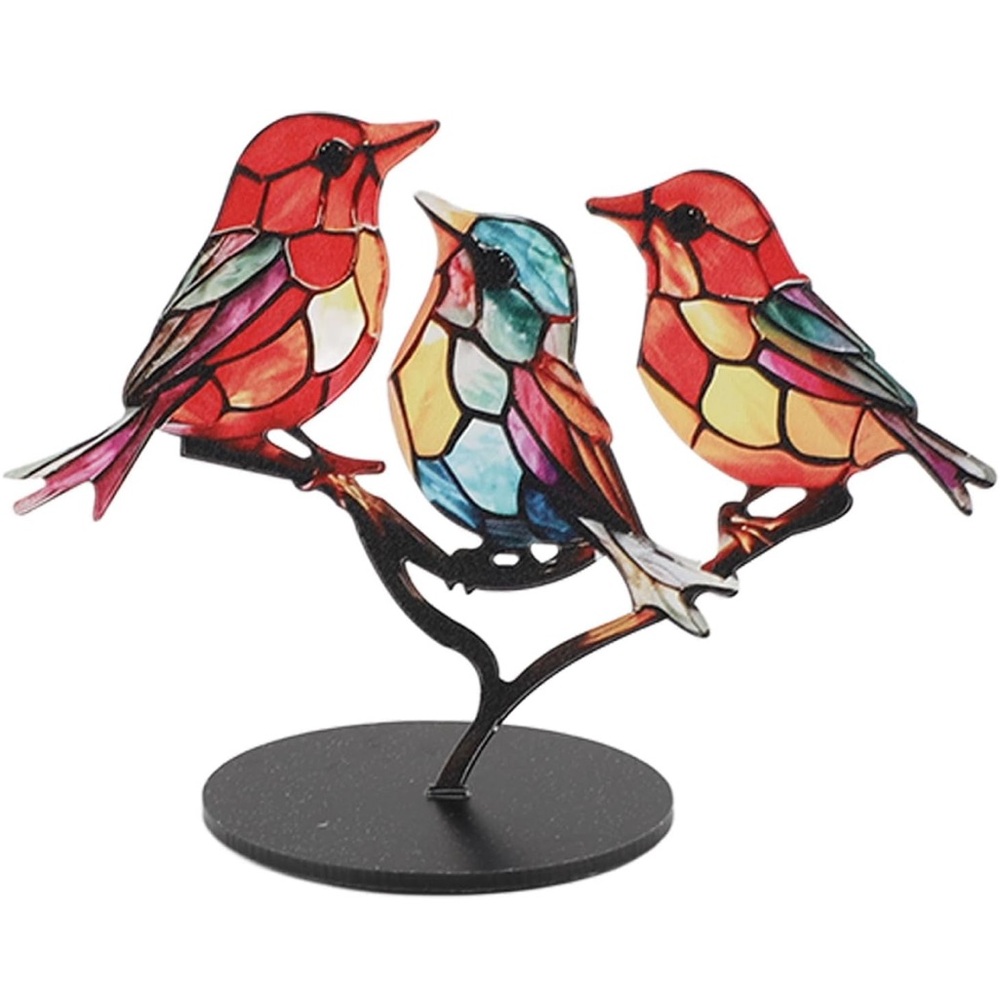 Faux Colorful Stained Glass Bird